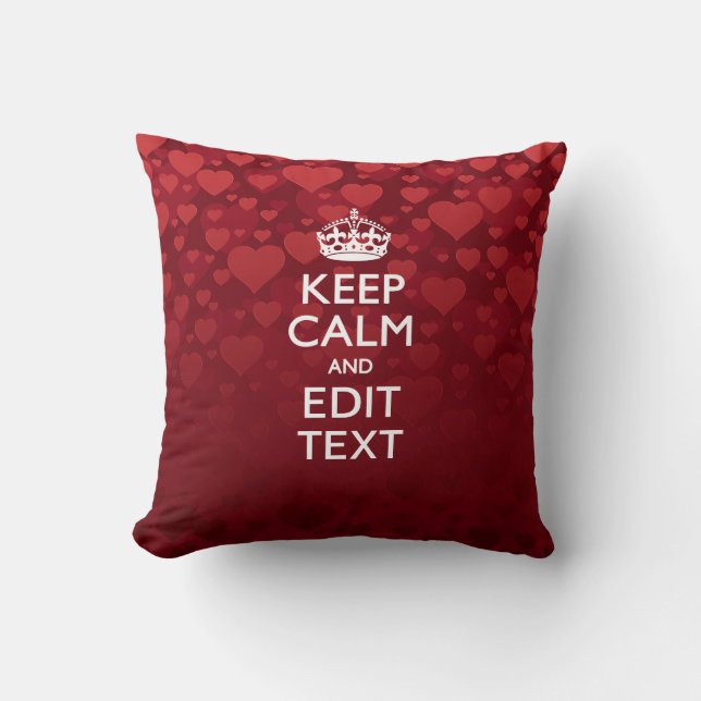 Personalised KEEP CALM AND Your Text Love Burgundy Cushion (Front)