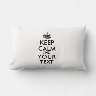 Personalised KEEP CALM and YOUR TEXT Lumbar Cushion
