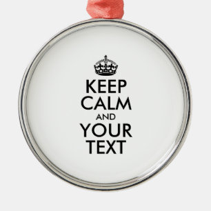 Personalised KEEP CALM and YOUR TEXT Metal Tree Decoration