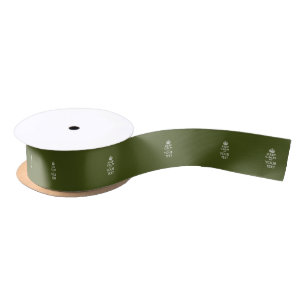 Personalised Keep Calm And Your Text Olive Green Satin Ribbon