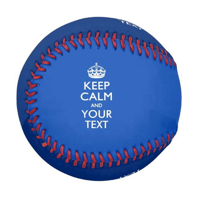 Personalised KEEP CALM and your text on blue Baseball (Back Right)