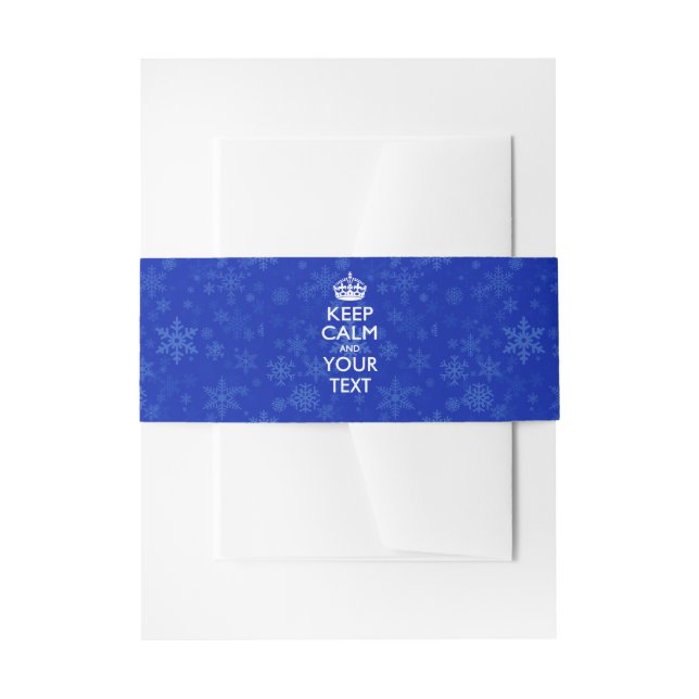 Personalised KEEP CALM AND Your Text on Blue Invitation Belly Band (Front Example)
