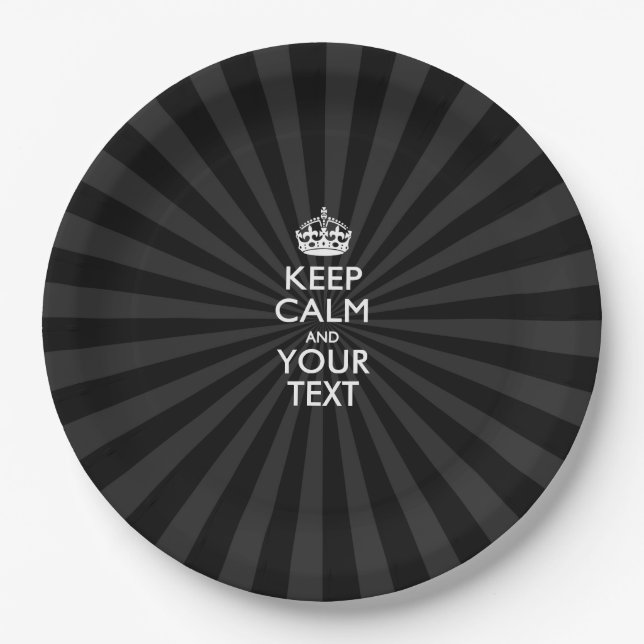 Personalised KEEP CALM and your text on burst Paper Plate (Front)