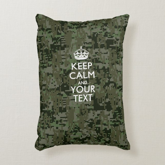 Personalised KEEP CALM AND Your Text on Camo Decorative Cushion (Front(Vertical))