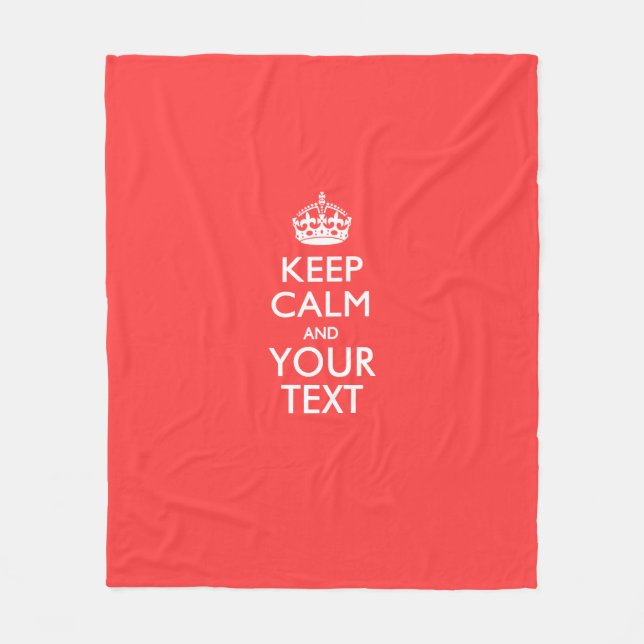 Personalised KEEP CALM and your text on Coral Fleece Blanket (Front)