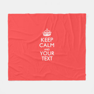 Personalised KEEP CALM and your text on Coral Fleece Blanket