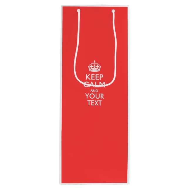 Personalised KEEP CALM and your text on Coral Wine Gift Bag (Front)