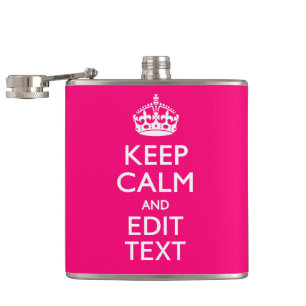 Personalised KEEP CALM AND Your Text on Fuchsia Hip Flask