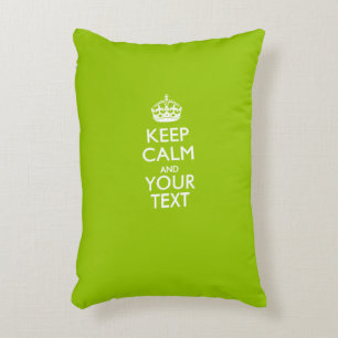Personalised KEEP CALM AND Your Text on Lime Green Decorative Cushion
