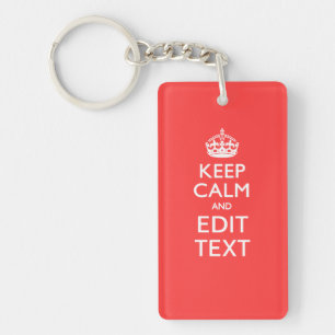 Personalised KEEP CALM and your text on Pink Coral Key Ring