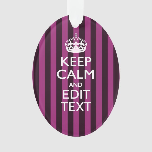 Personalised KEEP CALM and Your Text on Pink Ornament (Front)