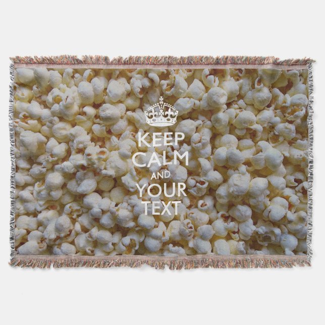 Personalised KEEP CALM AND Your Text on Popcorn Throw Blanket (Front)