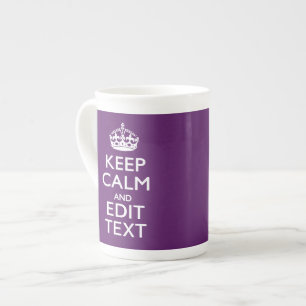 Personalised KEEP CALM AND Your Text on Purple Bone China Mug