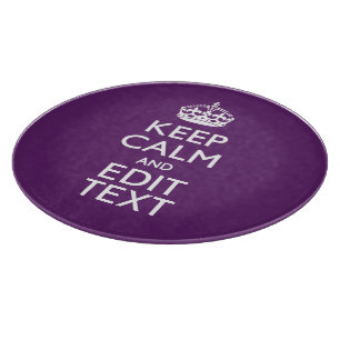 Personalised KEEP CALM AND Your Text on Purple Cutting Board