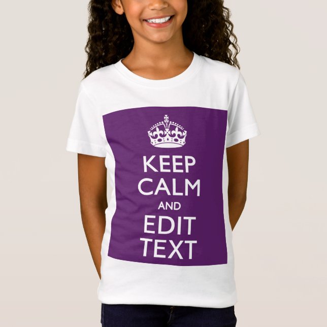 Personalised KEEP CALM AND Your Text on Purple T-Shirt (Front)