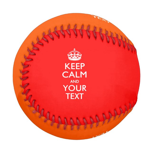 Personalised KEEP CALM and your text on red Baseball (Front Left)