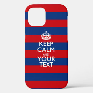 Personalised KEEP CALM AND Your Text on Stripes iPhone 12 Case
