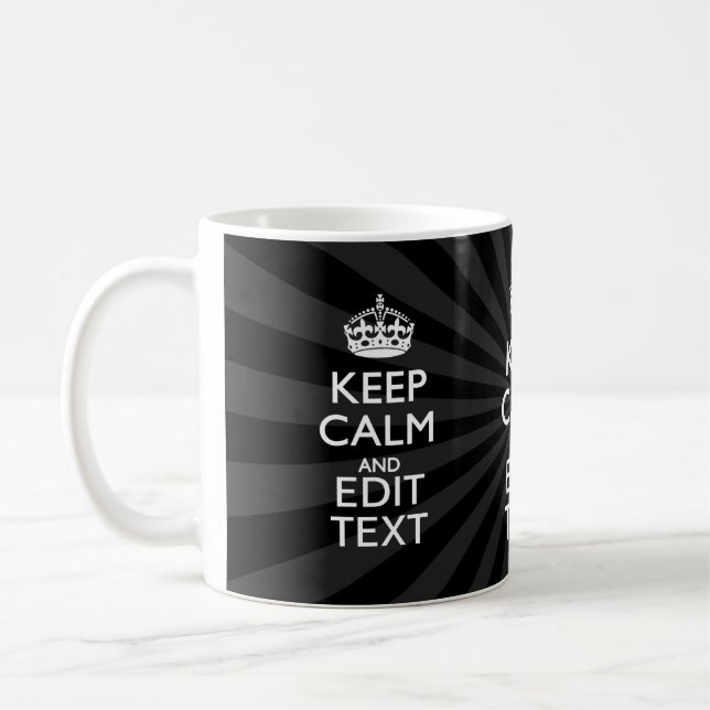 Personalised KEEP CALM and your text on Sunburst Coffee Mug (Left)