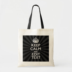 Personalised KEEP CALM and your text on Sunburst Tote Bag