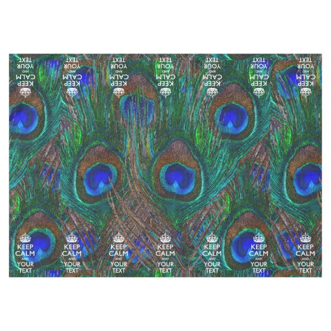 Personalised Keep Calm And Your Text Peacock Tablecloth (Front (Horizontal))