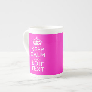 Personalised Keep Calm And Your Text Pink Decor Bone China Mug