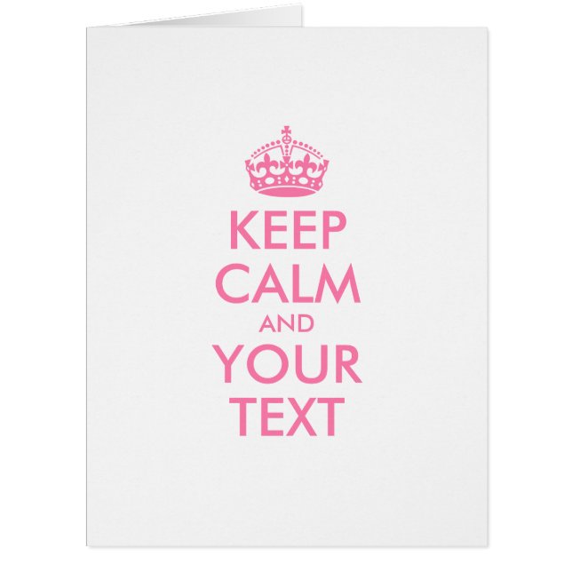 Personalised KEEP CALM and YOUR TEXT - pink words (Front)