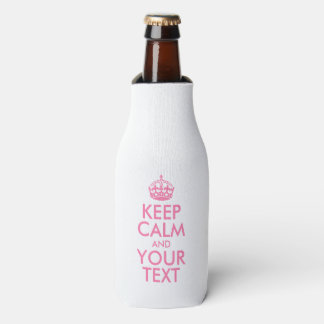 Personalised KEEP CALM and YOUR TEXT - pink words Bottle Cooler