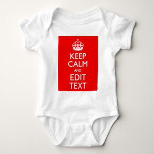 Personalised Keep Calm And Your Text Red Classic Baby Bodysuit