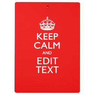 Personalised Keep Calm And Your Text Red Classic Clipboard