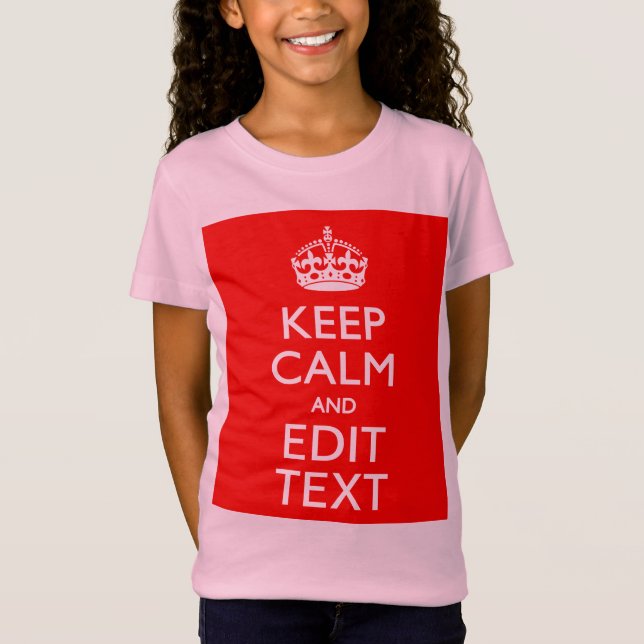 Personalised Keep Calm And Your Text Red Classic T-Shirt (Front)