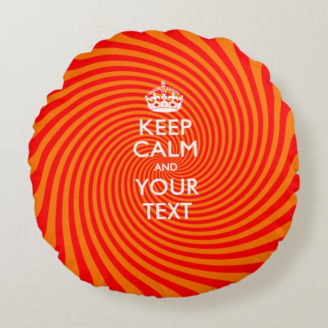 Personalised KEEP CALM AND Your Text Red Stripes Round Cushion (Front)