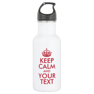 Personalised KEEP CALM and YOUR TEXT - red words 532 Ml Water Bottle