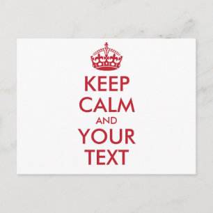 Personalised KEEP CALM and YOUR TEXT - red words Postcard