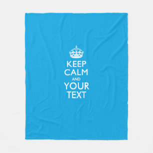Personalised Keep Calm And Your Text Sky Blue Fleece Blanket