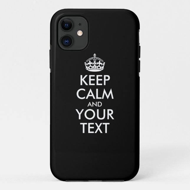 Personalised KEEP CALM and YOUR TEXT - white words Case-Mate iPhone Case (Back)