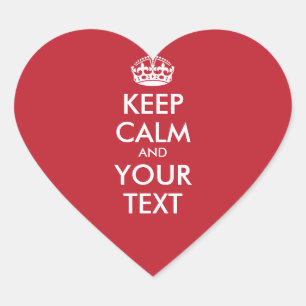 Personalised KEEP CALM and YOUR TEXT - white words Heart Sticker