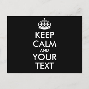 Personalised KEEP CALM and YOUR TEXT - white words Postcard