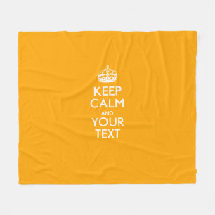 Personalised Keep Calm And Your Text Yellow Fleece Blanket
