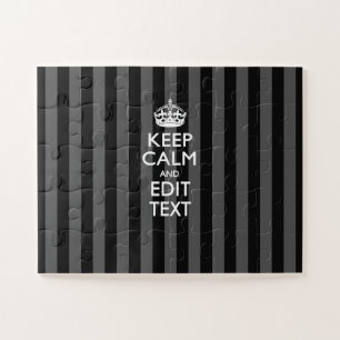 Personalised Keep Calm Black Stripes Decor Jigsaw Puzzle