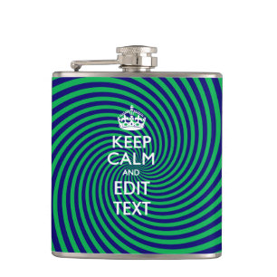 Personalised Keep Calm Blue and Green with a Twist Hip Flask