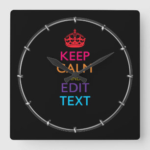 Personalised KEEP CALM Have Your Text Multicolored Square Wall Clock