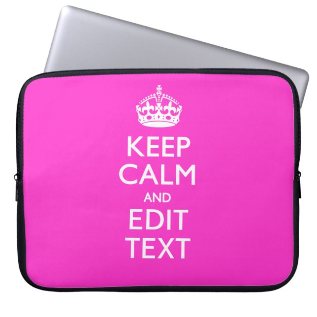 Personalised Keep Calm Have Your Text on Hot Pink Laptop Sleeve (Front)