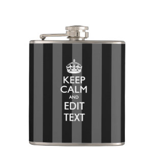 Personalised Keep Calm on Black Stripes Decor Hip Flask