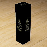 Personalised keep calm winebox | Black & faux gold Wine Gift Box<br><div class="desc">Personalised keep calm winebox | Black & faux gold. Cute gift idea for friends and family at party celebration for Birthday, wedding, anniversary, retirement, new home etc. Great wedding favour present with custom thank you message of bride and groom on top. Or as present to newly weds themselve. Funny keepcalm...</div>