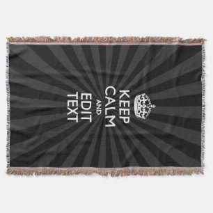 Personalised KEEP CALM Your Text Black Sunburst Throw Blanket