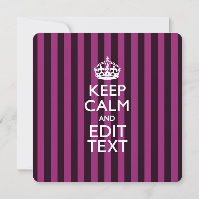 Personalised KEEP CALM Your Text Fuchsia Stripes (Front)