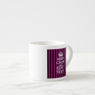 Personalised KEEP CALM Your Text Fuchsia Stripes Espresso Cup