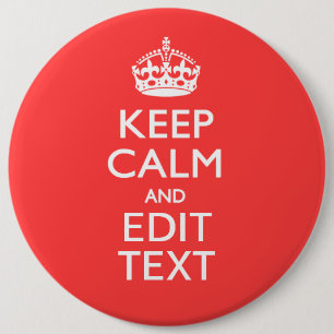 Personalised KEEP CALM Your Text in Coral 6 Cm Round Badge