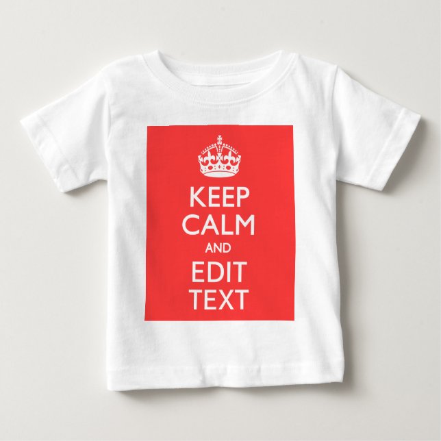 Personalised KEEP CALM Your Text in Coral Baby T-Shirt (Front)