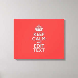 Personalised KEEP CALM Your Text in Coral Canvas Print